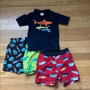 Boys Gymboree, Gap swimsuit lot, sz 12-18-24 mo